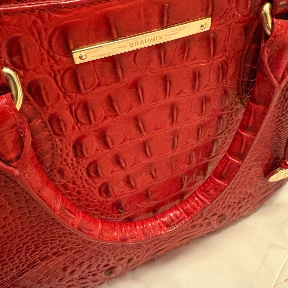 Brahmin Red Croc-Embossed Lena Satchel - Picture 9 of 13